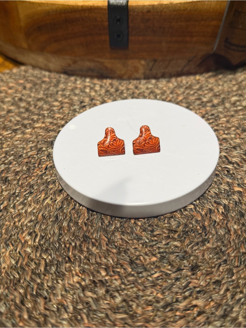 Cow tag  Mini Stud Earrings